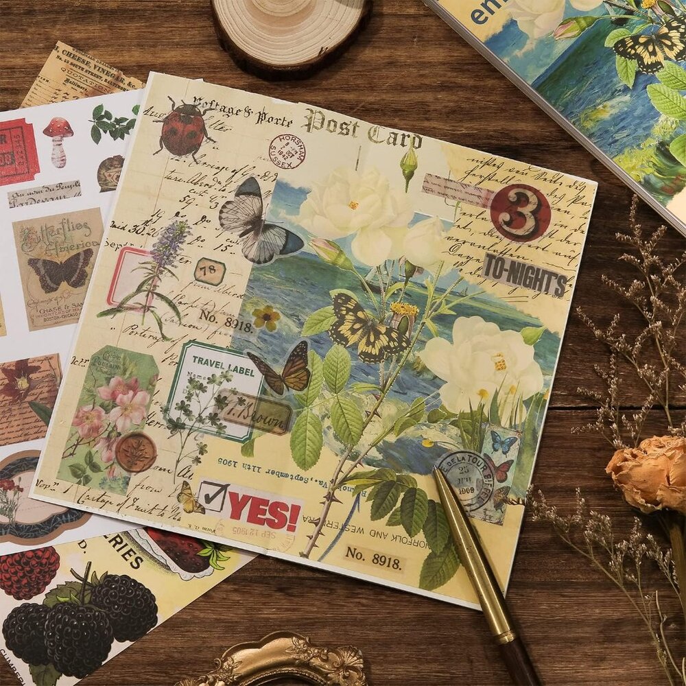 537pcs Vintage Washi Stickers and Papers for Scrapbooking, Ephemera Book for Jou - Picture 6 of 8